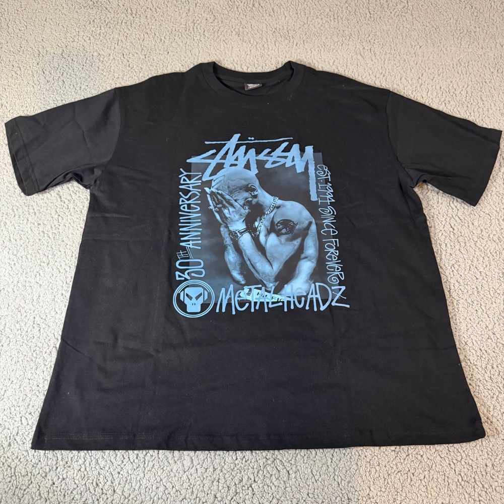 Stussy Metalheadz 30th Anniversary T-Shirt Mens‎ XL Black Goldie Graphic Tee